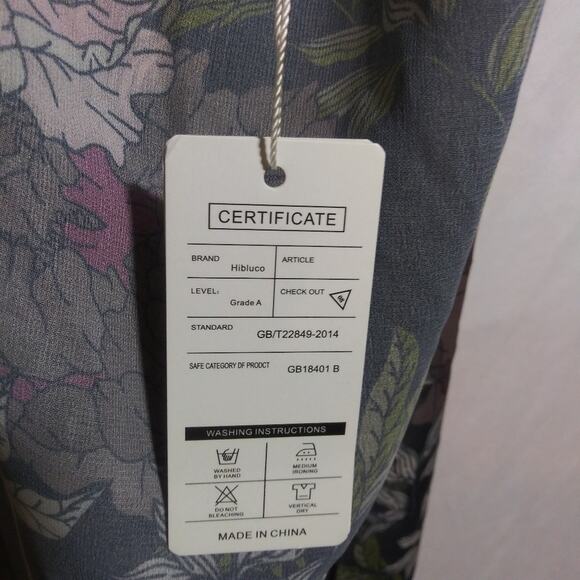 Hibluco Sheer Chiffon Black Floral Kimono Cardigan Long Swimwear Cover Up Sz 2XL - Picture 8 of 10